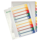 Artikelbild 1 für LEITZ Ordnerregister 1293 DIN A4 Vollformat, Überbreite 1-10 farbig 10-teilig, 1 Satz, Artikelnummer 614487