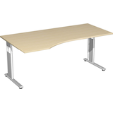 Artikelbild 1 für geramöbel Flex höhenverstellbarer Schreibtisch ahorn Trapezform, C-Fuß-Gestell silber 180,0 x 80,0/100,0 cm, Artikelnummer 881134