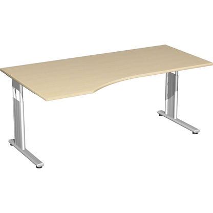 Artikelbild für geramöbel Flex höhenverstellbarer Schreibtisch ahorn Trapezform, C-Fuß-Gestell silber 180,0 x 80,0/100,0 cm, Artikelnummer 881134