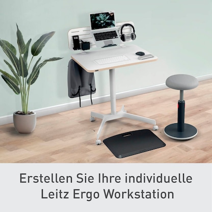 Artikelbild 11 für LEITZ Ergo höhenverstellbarer Schreibtisch weiß rechteckig, 4-Fuß-Gestell weiß 80,0 x 60,0 cm, Artikelnummer 401509