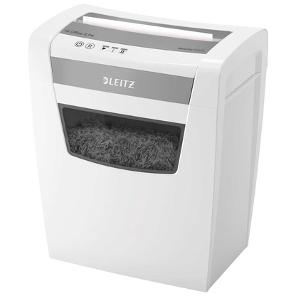Artikelbild für LEITZ IQ Office S Aktenvernichter mit Partikelschnitt P-4, 4 x 28 mm, bis 12 Blatt, weiß, Artikelnummer 201808