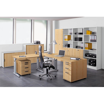 Artikelbild 6 für HAMMERBACHER Haziender Standcontainer eiche 5 Auszüge Kunststoff-Relinggriff silber 42,8 x 80,0 x 72,0 - 76,0 cm, Artikelnummer 633038