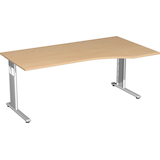 Artikelbild 1 für geramöbel Flex höhenverstellbarer Schreibtisch buche Trapezform, C-Fuß-Gestell silber 180,0 x 80,0/100,0 cm, Artikelnummer 881211