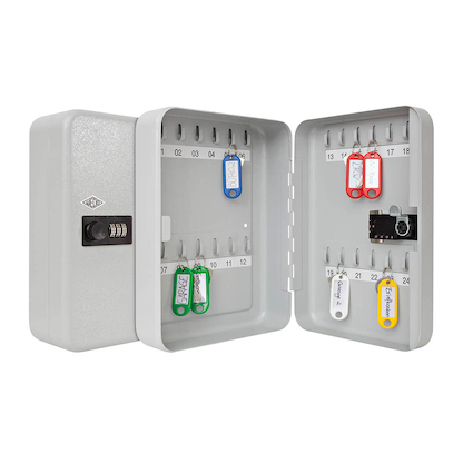 Artikelbild 3 für WEDO Schlüsselkasten lichtgrau mit 24 Haken, Zahlenschloss, 18,6 x 9,4 x 25,0 cm, 1 St., Artikelnummer 457782