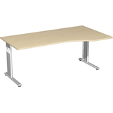 Artikelbild 1 für geramöbel Flex höhenverstellbarer Schreibtisch ahorn Trapezform, C-Fuß-Gestell silber 180,0 x 80,0/100,0 cm, Artikelnummer 881255
