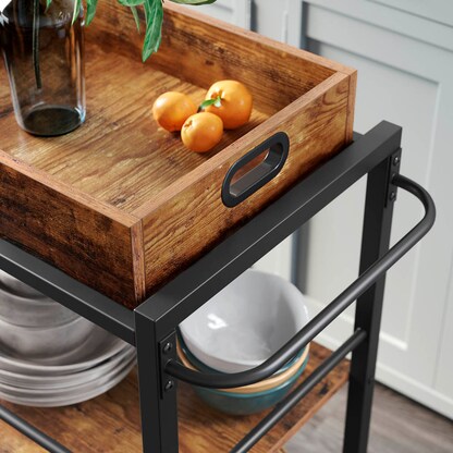 Artikelbild 6 für VASAGLE Servierwagen braun, schwarz 65,0 x 40,0 x 86,0 cm, Artikelnummer 439147