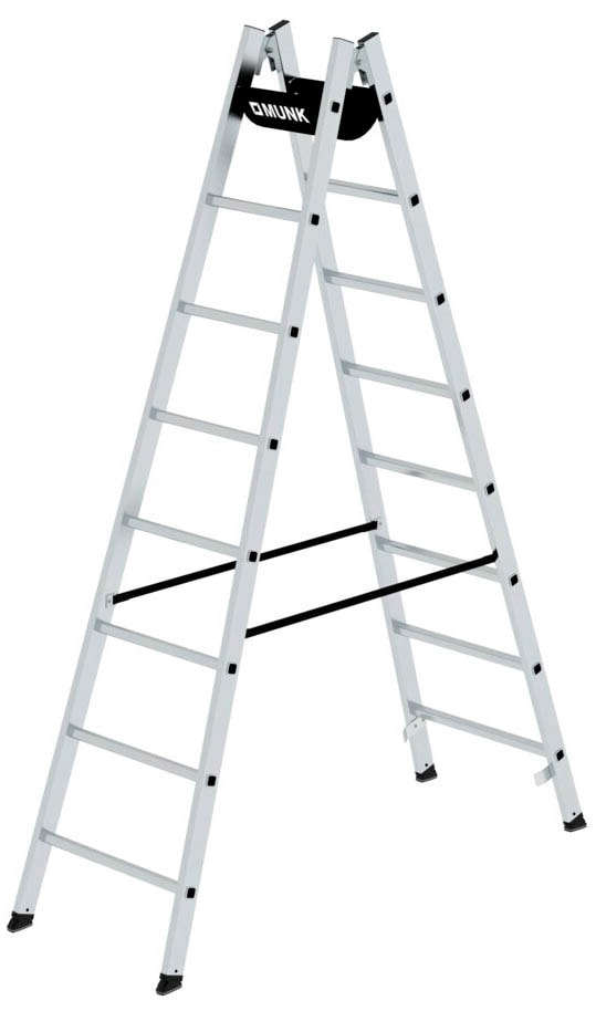 MUNK Stehleiter beidseitig 33016 silber 2x 8 Sprossen, H: 240,0 cm ...