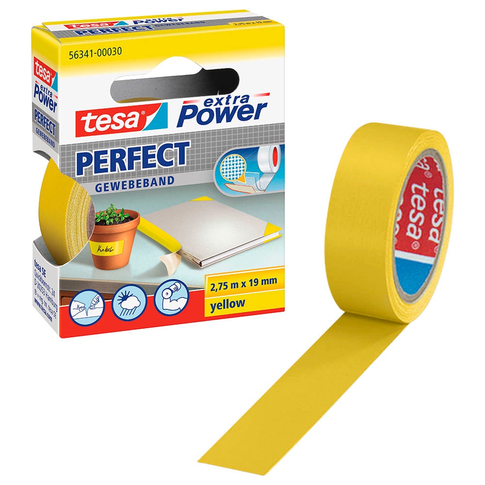 Tesa Extra Power Perfect Gewebeband Gelb 19 0 Mm X 2 75 M 1 Rolle tesa-extra-power-perfect-gewebeband-gelb-19-0-mm-x-2-75-m-1-rolle