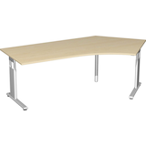 Artikelbild 1 für geramöbel Flex höhenverstellbarer Schreibtisch ahorn L-Form, C-Fuß-Gestell silber 216,6 x 113,0 cm, Artikelnummer 881363