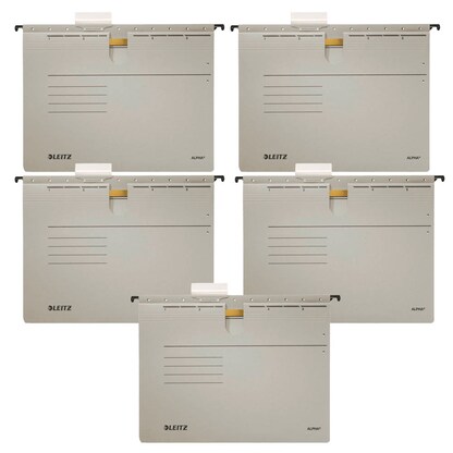 Artikelbild für LEITZ Hängehefter ALPHA® 1984 Karton grau DIN A4 1x kaufmännische Heftung, 5 St., Artikelnummer 322141