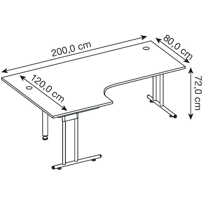 Artikelbild 3 für HAMMERBACHER NS82 Schreibtisch lichtgrau L-Form, C-Fuß-Gestell silber 200,0 x 80,0/120,0 cm, Artikelnummer 866638