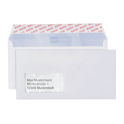 Artikelbild für ELCO Briefumschläge Premium DIN lang+ mit Fenster hochweiß haftklebend 500 St., Artikelnummer 358965
