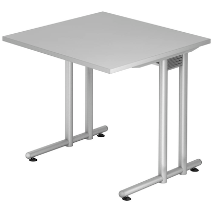 Artikelbild für HAMMERBACHER NS08 Schreibtisch lichtgrau quadratisch, C-Fuß-Gestell silber 80,0 x 80,0 cm, Artikelnummer 865117