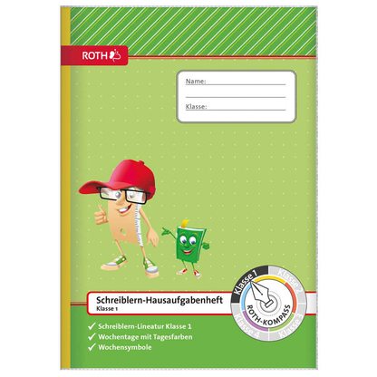 Artikelbild 2 für ROTH Hausaufgabenheft Kompass 1. Klasse liniert DIN A4 ohne Rand, 48 Blatt, 1 St., Artikelnummer 580759