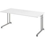 Artikelbild 1 für HAMMERBACHER ZS19 höhenverstellbarer Schreibtisch weiß rechteckig, C-Fuß-Gestell silber 180,0 x 80,0 cm, Artikelnummer 992271