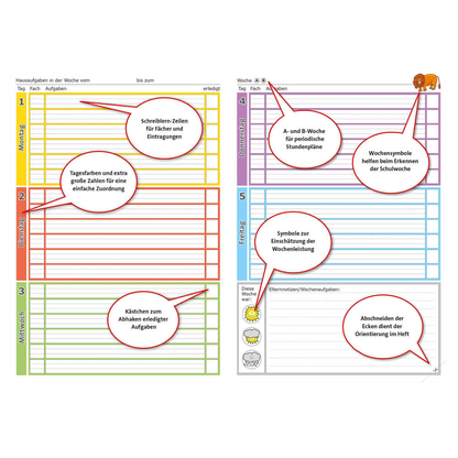 Artikelbild 4 für ROTH Hausaufgabenheft Kompass 1. Klasse liniert DIN A4 ohne Rand, 48 Blatt, 1 St., Artikelnummer 580759
