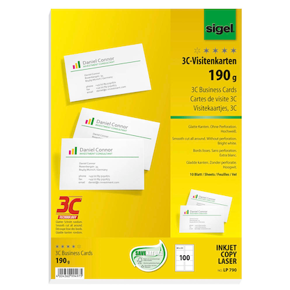 Artikelbild 2 für SIGEL Visitenkarten LP790 matt weiß 190 g/qm, 100 St., Artikelnummer 780452