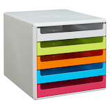 Artikelbild 1 für M&M Schubladenbox grau, grün, orange, blau, rot 30050967, DIN A4 mit 5 Schubladen, 1 St., Artikelnummer 370522