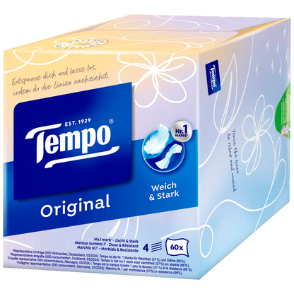 Artikelbild 3 für Tempo Taschentücherbox Original 4-lagig weiß, 60 Tücher, Artikelnummer 528657