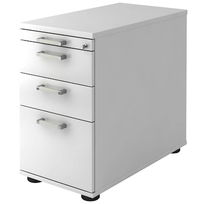 Artikelbild für HAMMERBACHER Solid Standcontainer weiß 4 Auszüge Stahl-Bügelgriff chrom, gebürstet 42,8 x 80,0 x 72,0 - 76,0 cm, Artikelnummer 593513