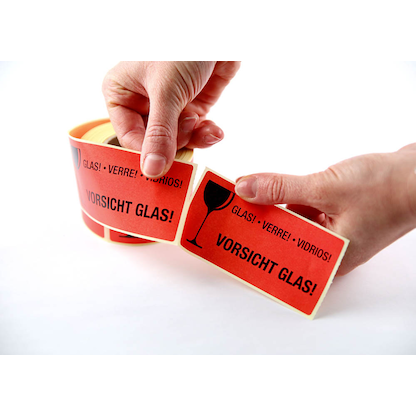 Artikelbild 3 für EICHNER Warnetiketten rot »Vorsicht Glas!« 100,0 x 50,0 mm, 250 Etiketten , Artikelnummer 486544