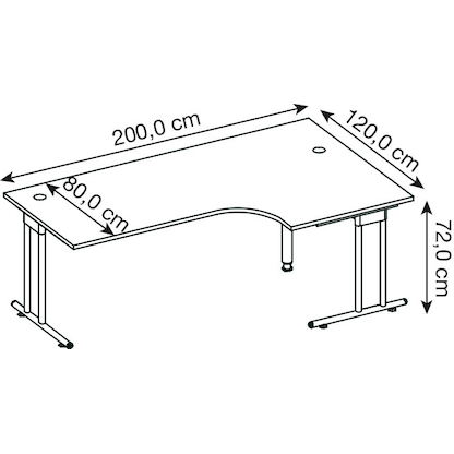 Artikelbild 2 für HAMMERBACHER NS82 Schreibtisch lichtgrau L-Form, C-Fuß-Gestell silber 200,0 x 80,0/120,0 cm, Artikelnummer 866638