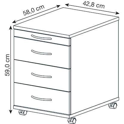 Artikelbild 2 für HAMMERBACHER Altus Rollcontainer ahorn 4 Auszüge 42,8 x 58,0 x 59,0 cm, Artikelnummer 962779