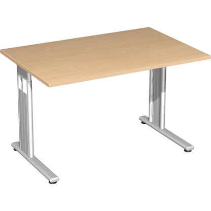 Artikelbild für geramöbel Flex höhenverstellbarer Schreibtisch buche rechteckig, C-Fuß-Gestell silber 120,0 x 80,0 cm, Artikelnummer 880841