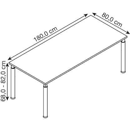 Artikelbild 2 für HAMMERBACHER Mirakel höhenverstellbarer Schreibtisch ahorn rechteckig, 4-Fuß-Gestell silber 180,0 x 80,0 cm, Artikelnummer 998948