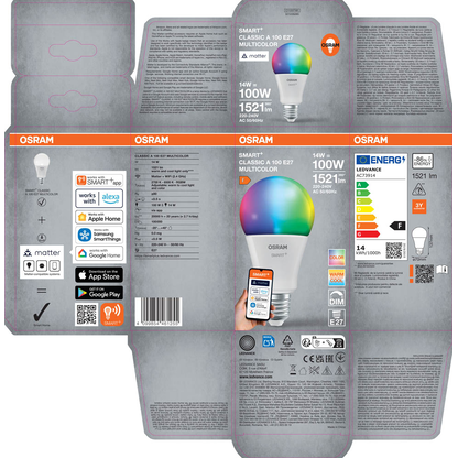 Artikelbild 7 für OSRAM LED-Lampe SMART+ MATTER Classic A100 E27 14 W matt, 1 St., Artikelnummer 709947