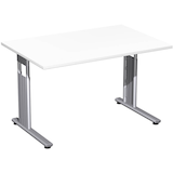 Artikelbild 1 für geramöbel Flex höhenverstellbarer Schreibtisch weiß rechteckig, C-Fuß-Gestell silber 120,0 x 80,0 cm, Artikelnummer 881983