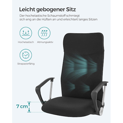 Artikelbild 6 für SONGMICS Bürostuhl, OBN034B01 Stoff schwarz, Gestell silber, Artikelnummer 262778