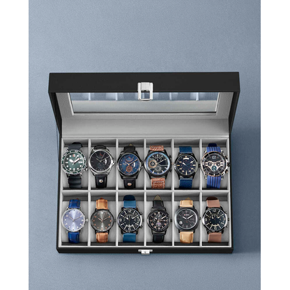 Artikelbild 3 für SONGMICS Uhrenbox schwarz, grau 30,2 x 20,2 x 7,8 cm, 1 St., Artikelnummer 759827