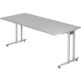 Artikelbild 1 für HAMMERBACHER NS19 Schreibtisch lichtgrau rechteckig, C-Fuß-Gestell silber 180,0 x 80,0 cm, Artikelnummer 859020