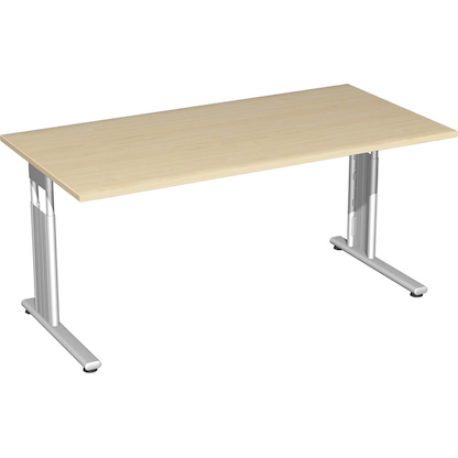 Artikelbild für geramöbel Flex höhenverstellbarer Schreibtisch ahorn rechteckig, C-Fuß-Gestell silber 160,0 x 80,0 cm, Artikelnummer 880928