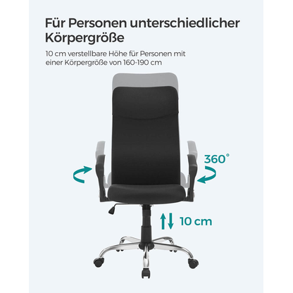 Artikelbild 7 für SONGMICS Bürostuhl, OBN034B01 Stoff schwarz, Gestell silber, Artikelnummer 262778