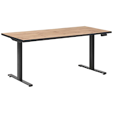 Artikelbild 1 für MÖBELPARTNER 2000 elektrisch höhenverstellbarer Schreibtisch landhaus-eiche rechteckig, T-Fuß-Gestell schwarz 160,0 x 75,0 cm, Artikelnummer 767869