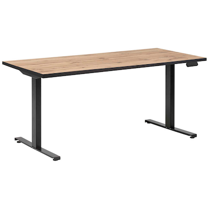 Artikelbild für MÖBELPARTNER 2000 elektrisch höhenverstellbarer Schreibtisch landhaus-eiche rechteckig, T-Fuß-Gestell schwarz 160,0 x 75,0 cm, Artikelnummer 767869