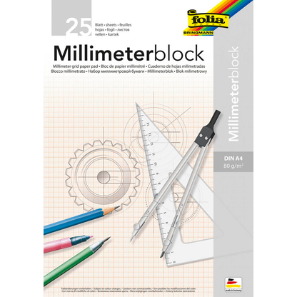 Artikelbild für folia Millimeterblock DIN A4 Millimeter, 1 Block, Artikelnummer 526418