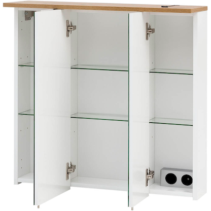 Artikelbild 6 für MÖBELPARTNER Spiegelschrank Jelda 142296 weiß glanz, eiche landhaus 70,4 x 23,7 x 72,3 cm, Artikelnummer 176816