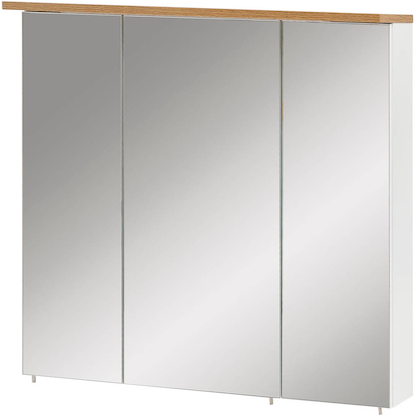 Artikelbild für MÖBELPARTNER Spiegelschrank Jelda 142296 weiß glanz, eiche landhaus 70,4 x 23,7 x 72,3 cm, Artikelnummer 176816