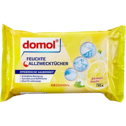 Artikelbild für domol feuchte Allzweck-Reinigungstücher Citrus 1-lagig weiß, 50 Tücher, Artikelnummer 212347