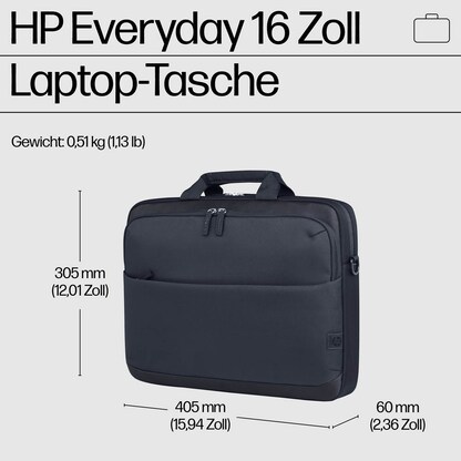 Artikelbild 9 für HP Laptoptasche Everyday Kunststoff grau A08KKAA bis 40,6 cm (16 Zoll), Artikelnummer 505889