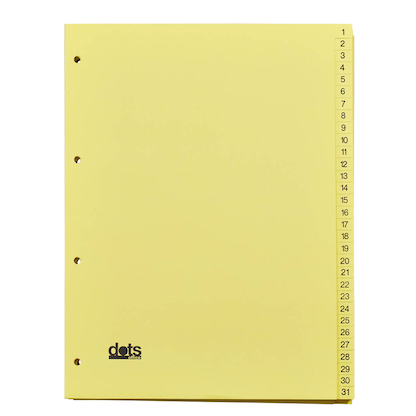 Artikelbild für dots Ordnerregister DIN A4 Vollformat 1-31 gelb 31-teilig, 5 Satz, Artikelnummer 294256