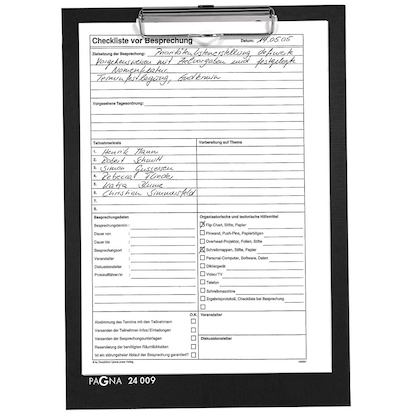 Artikelbild für PAGNA Klemmbrett 24009-04 DIN A4 schwarz Karton, 1 St., Artikelnummer 695940