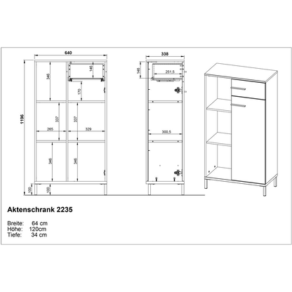 Artikelbild 2 für GERMANIA Aktenschrank Rovigo, 2235-572 kaschmir 2 Fachböden 64,0 x 34,0 x 120,0 cm, Artikelnummer 699068