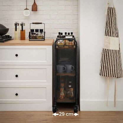 Artikelbild 3 für VASAGLE Servierwagen schwarz, vintagebraun 66,0 x 26,0 x 85,0 cm, Artikelnummer 759979