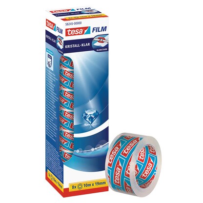Artikelbild für tesa KRISTALL-KLAR Klebefilm transparent 19,0 mm x 10,0 m 8 Rollen, Artikelnummer 688077