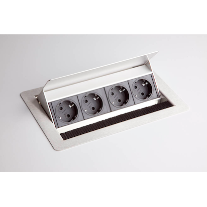 Artikelbild für HAMMERBACHER 4-fach Tischsteckdose 3,0 m silber, Artikelnummer 689822