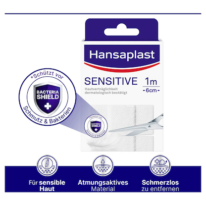 Artikelbild 3 für Hansaplast Pflaster SENSITIVE 4809193002 weiß 6,0 x 10,0 cm, 10 St., Artikelnummer 547483